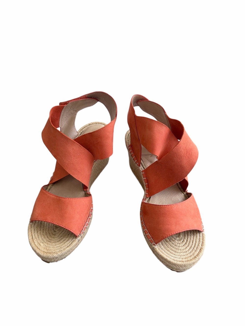 Eileen Fisher “willow” tumbled leather espadrilles wedge sandal